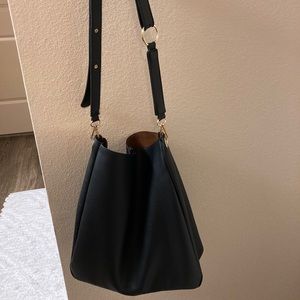 Urban Outfitters Black Purse Brown Suede interior